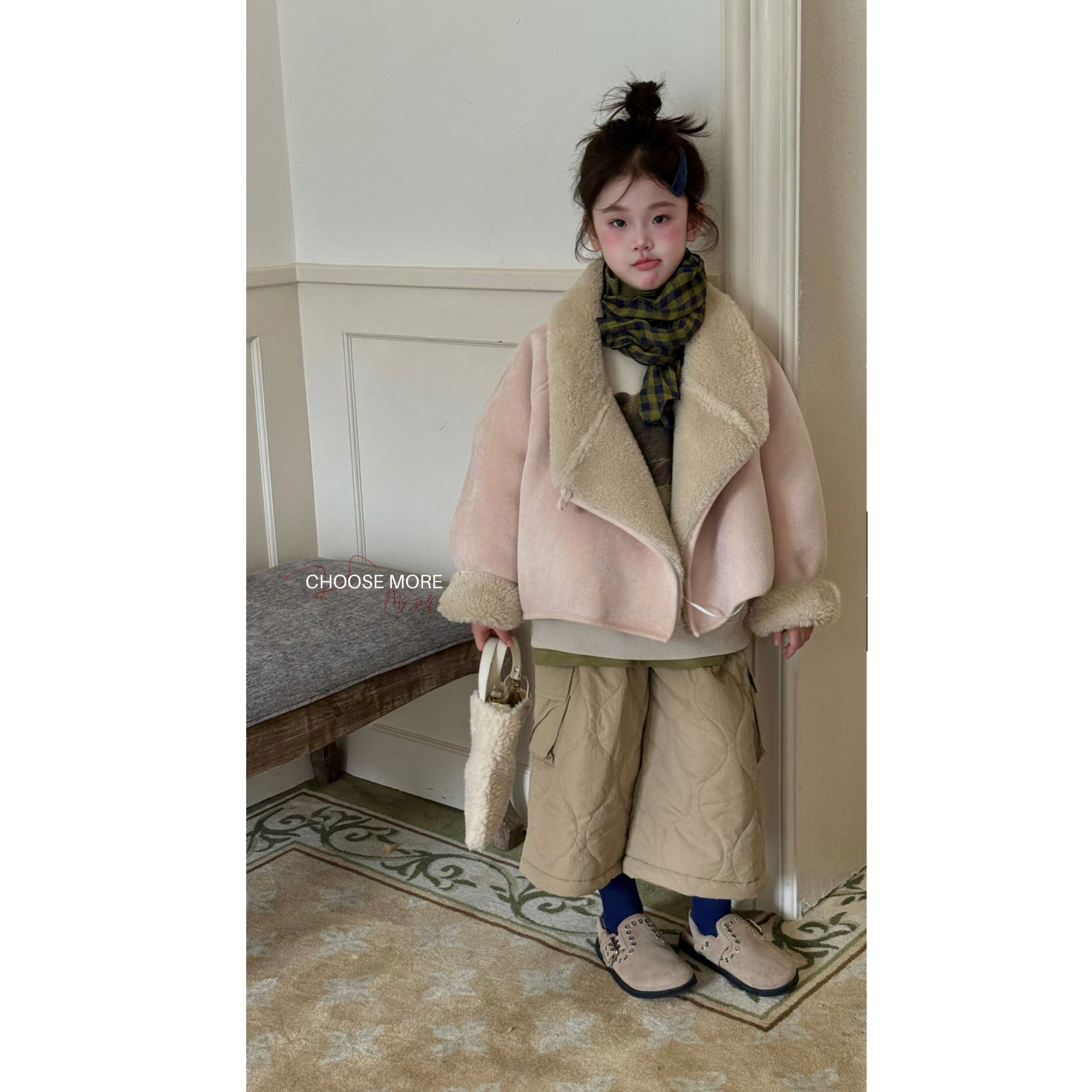 【冬品】CHOOSEMORE“摩卡巧克力”皮毛一体翻领外套Miu系袜套加绒裤