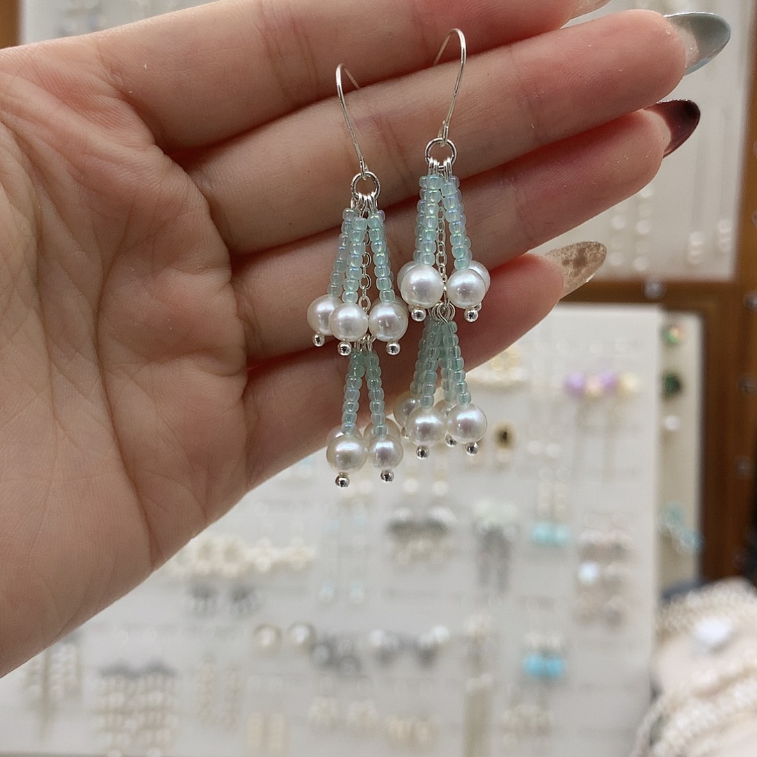 银S925镶嵌耳饰淡水珍珠