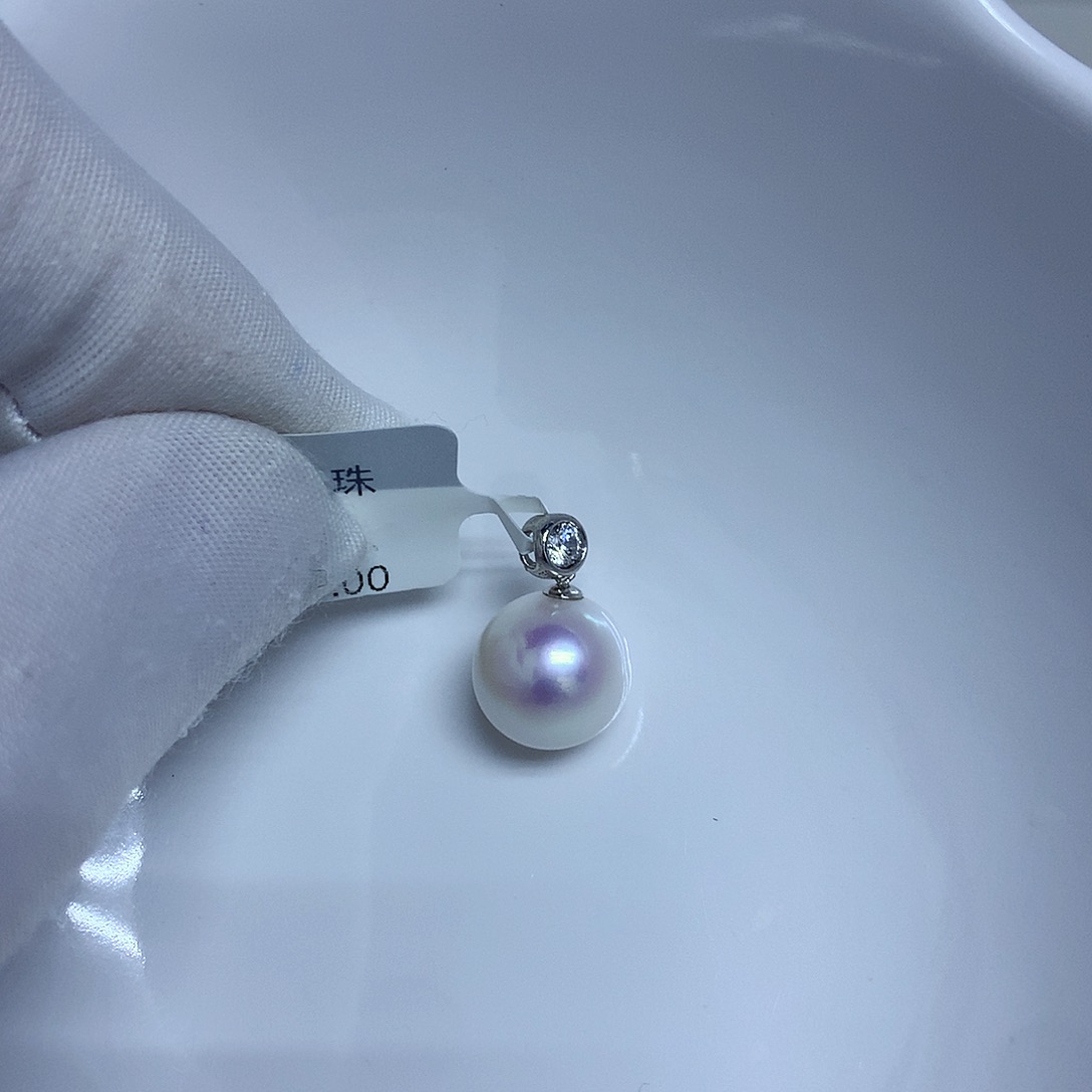 淡水珍珠吊坠(不含链)18K金镶嵌11-12