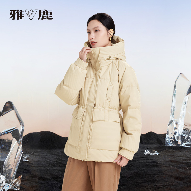 【90白鸭绒】雅鹿羽绒服女冬季新款中长款显瘦小个子百搭外套白鸭绒