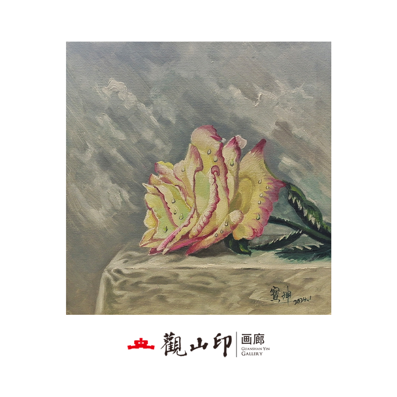 S原创手绘风景油画27x27cm花卉作品4301