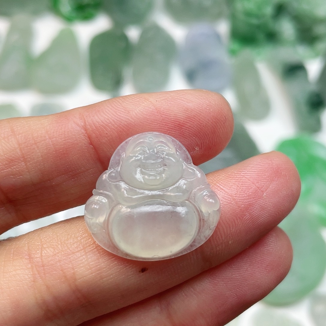 定制翡翠未镶嵌冰佛公20.5x21.8x3.8