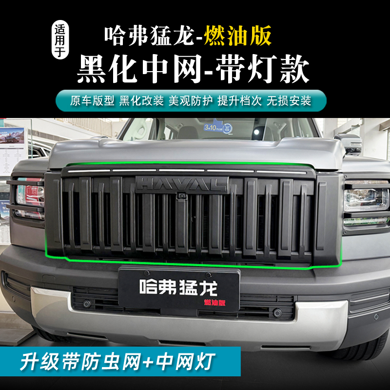 猛龙燃油版卫士中网黑武士中网带防虫网带灯一体式装饰改装配件