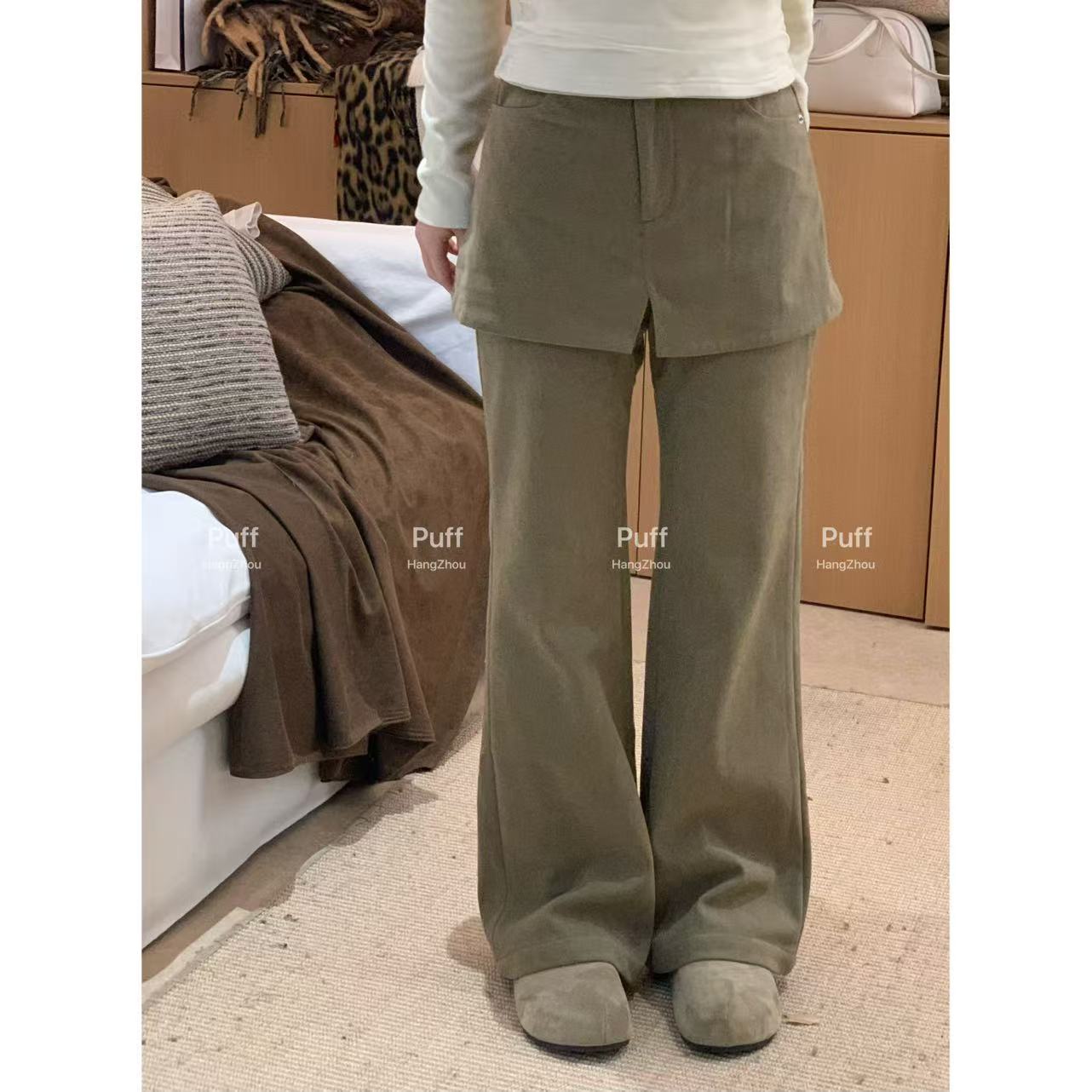 （博主屁帘裤）2025秋冬韩系复古慵懒风显瘦阔腿裤女