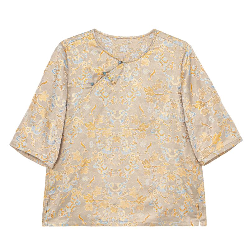 【艺珊】新中式异色萝织金桑蚕丝葫芦提花国风气质百搭上衣B517157