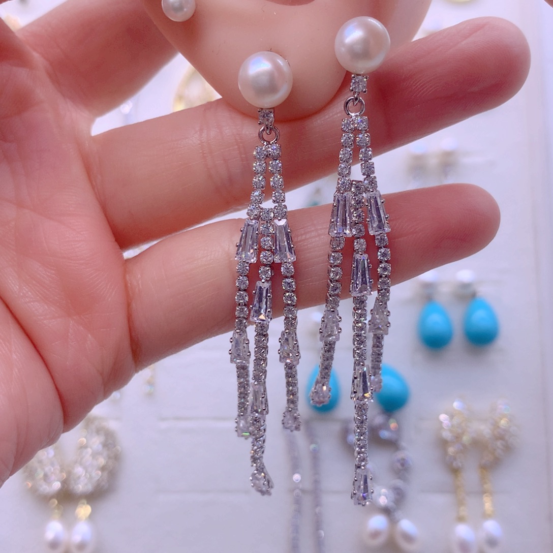 合金淡水珍珠耳饰