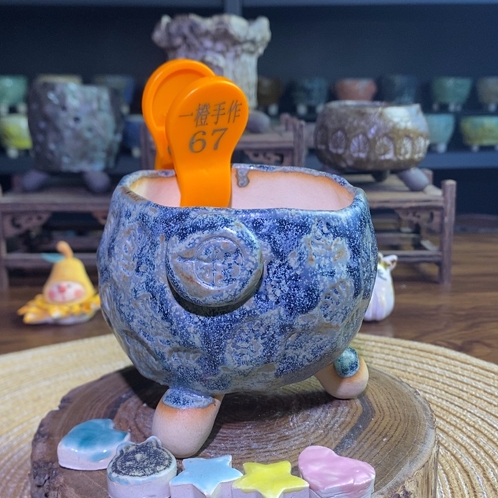67纯手工微瑕叶子盆口8高8.5
