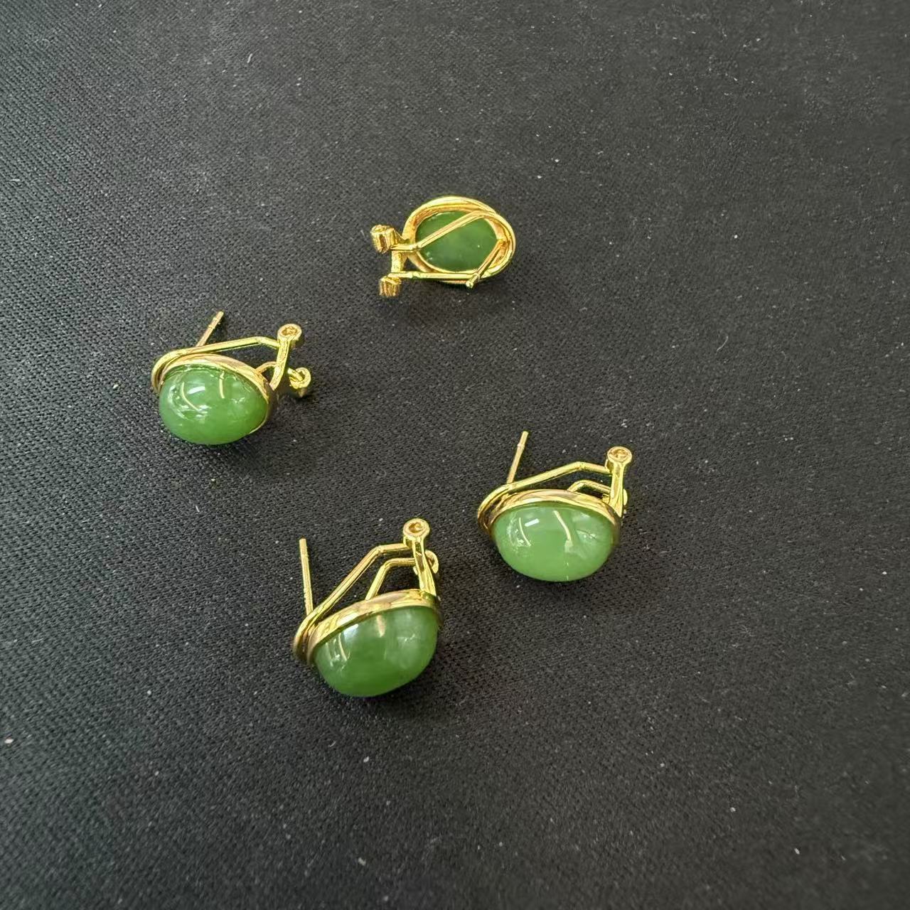 925碧玉蛋面耳扣*（多样性发一件）