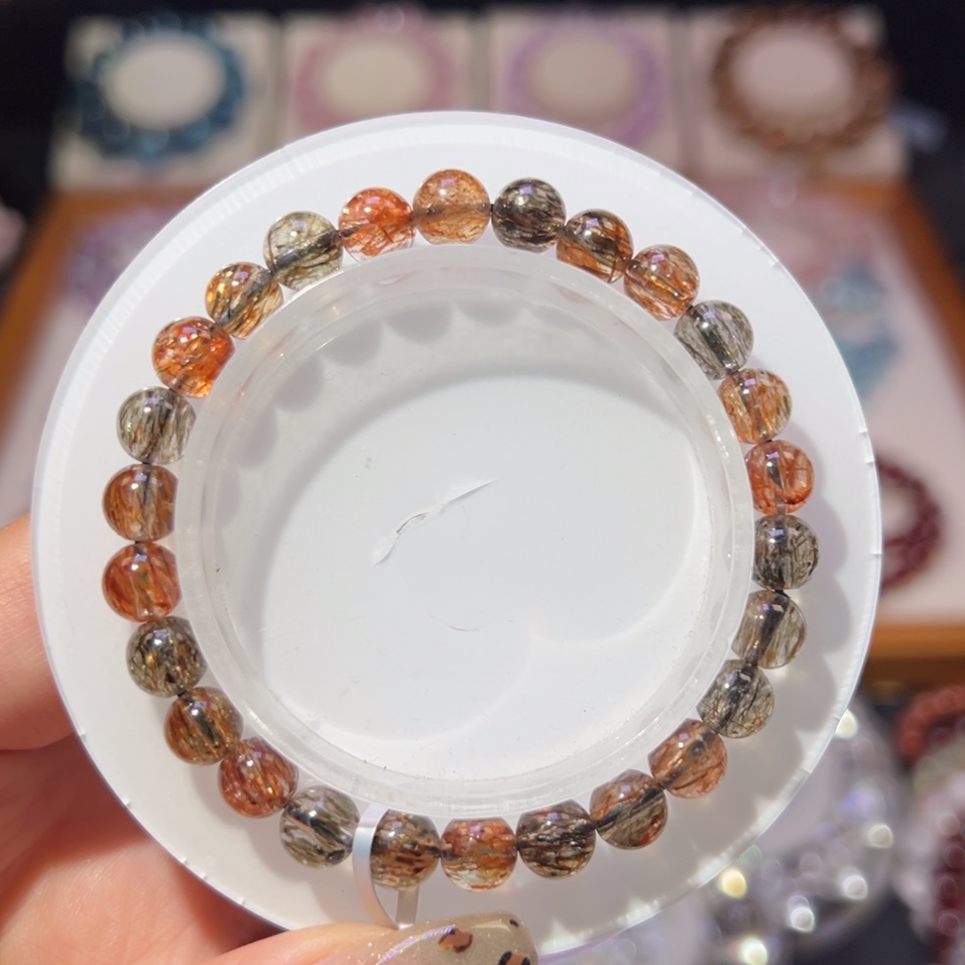 水晶手串未镶嵌黑金超七7.2m m