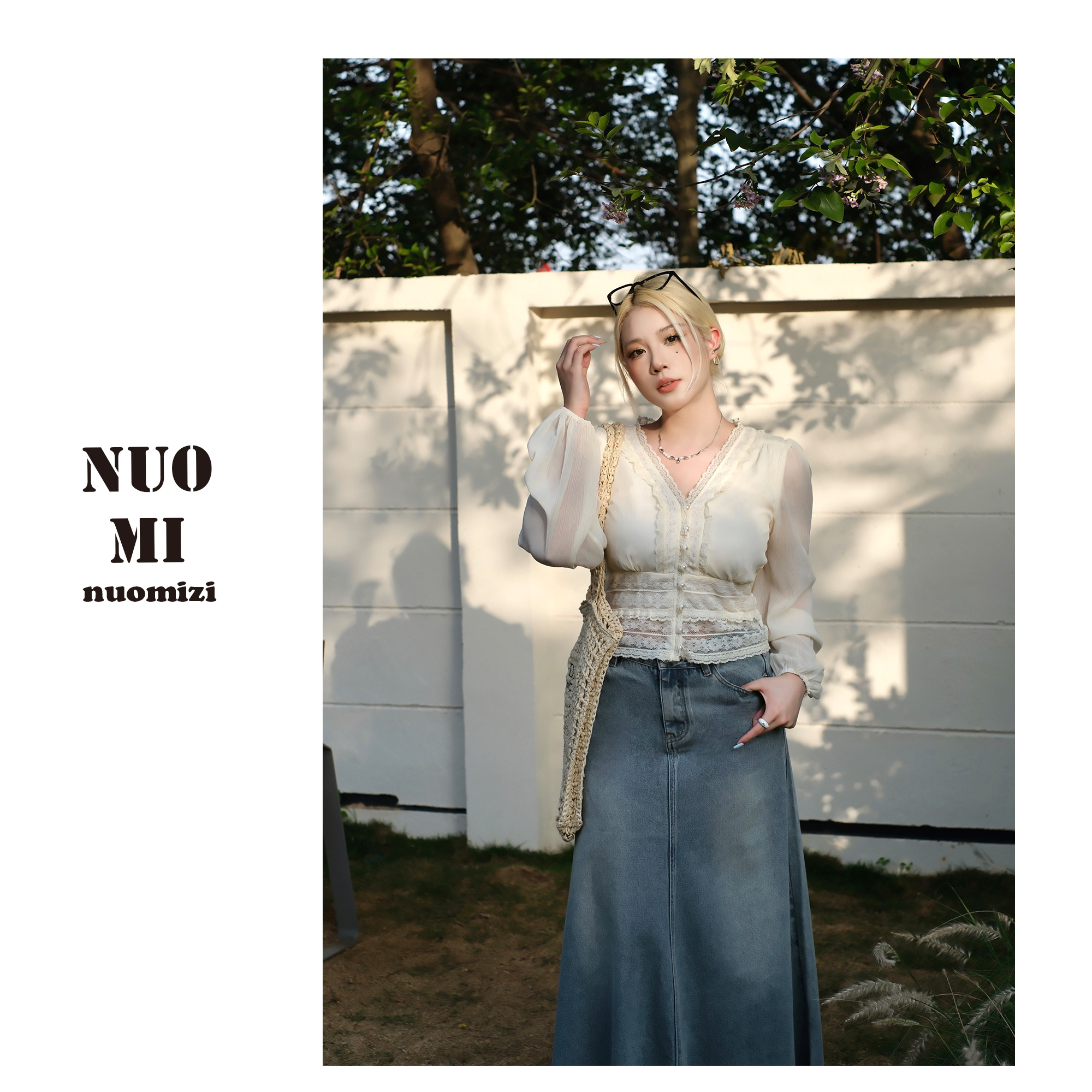 ZOZ糯米子[杏雾呢喃]夏季V领衬衫纯欲慵懒风女装上衣独特漂亮小衫