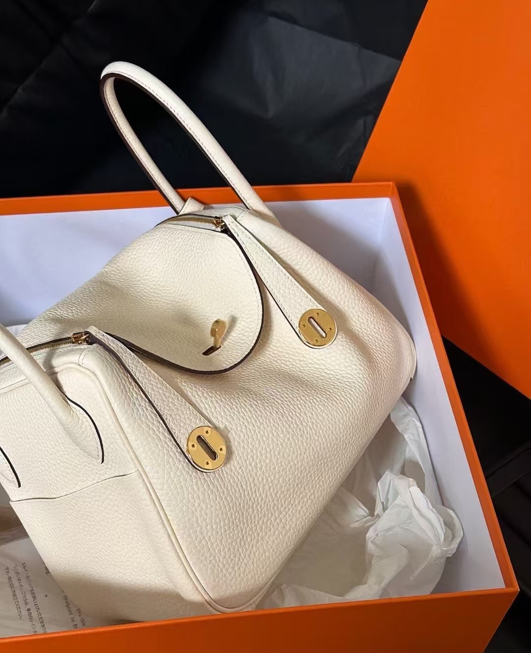 95新 Hermes/爱马仕 奶油白金扣Lindy包 26 u刻  13460288