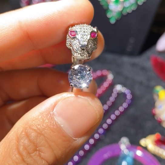 红宝石戒指银S925镶嵌