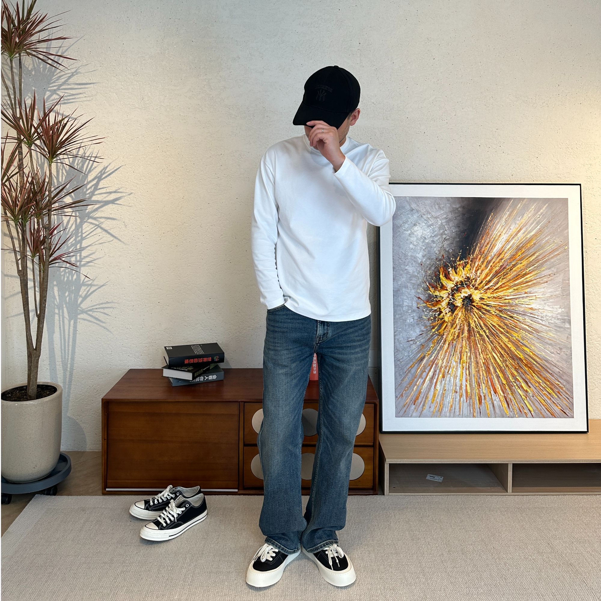 【布凡男装专属】2025秋冬款 简约净版百搭散口长袖圆领T恤打底卫衣