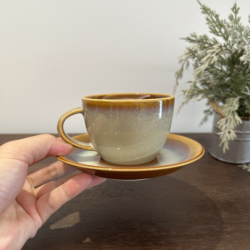 陆家餐具新骨瓷 焦糖棕系列 咖啡杯套组陶瓷