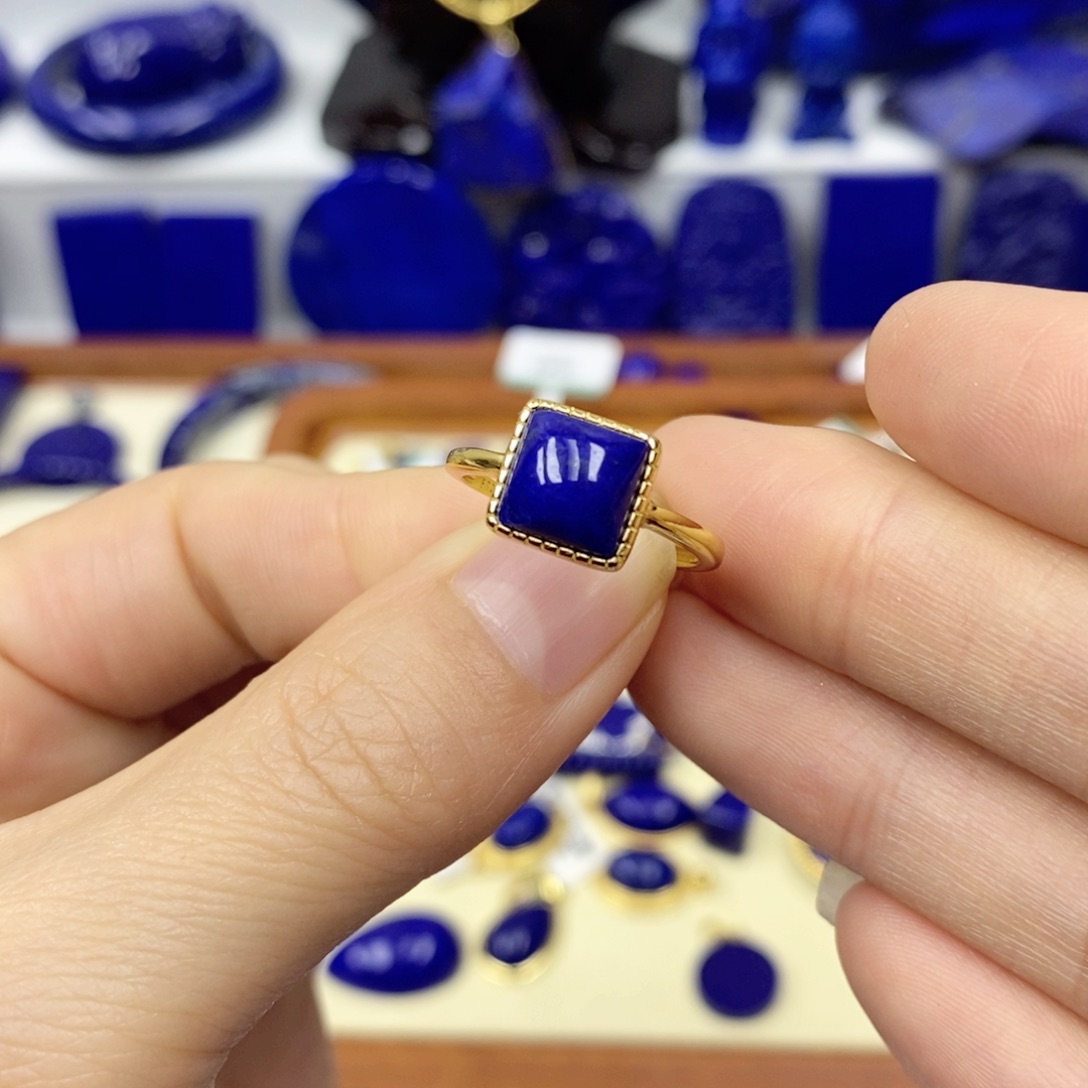 青金石戒指银S925镀金镶嵌