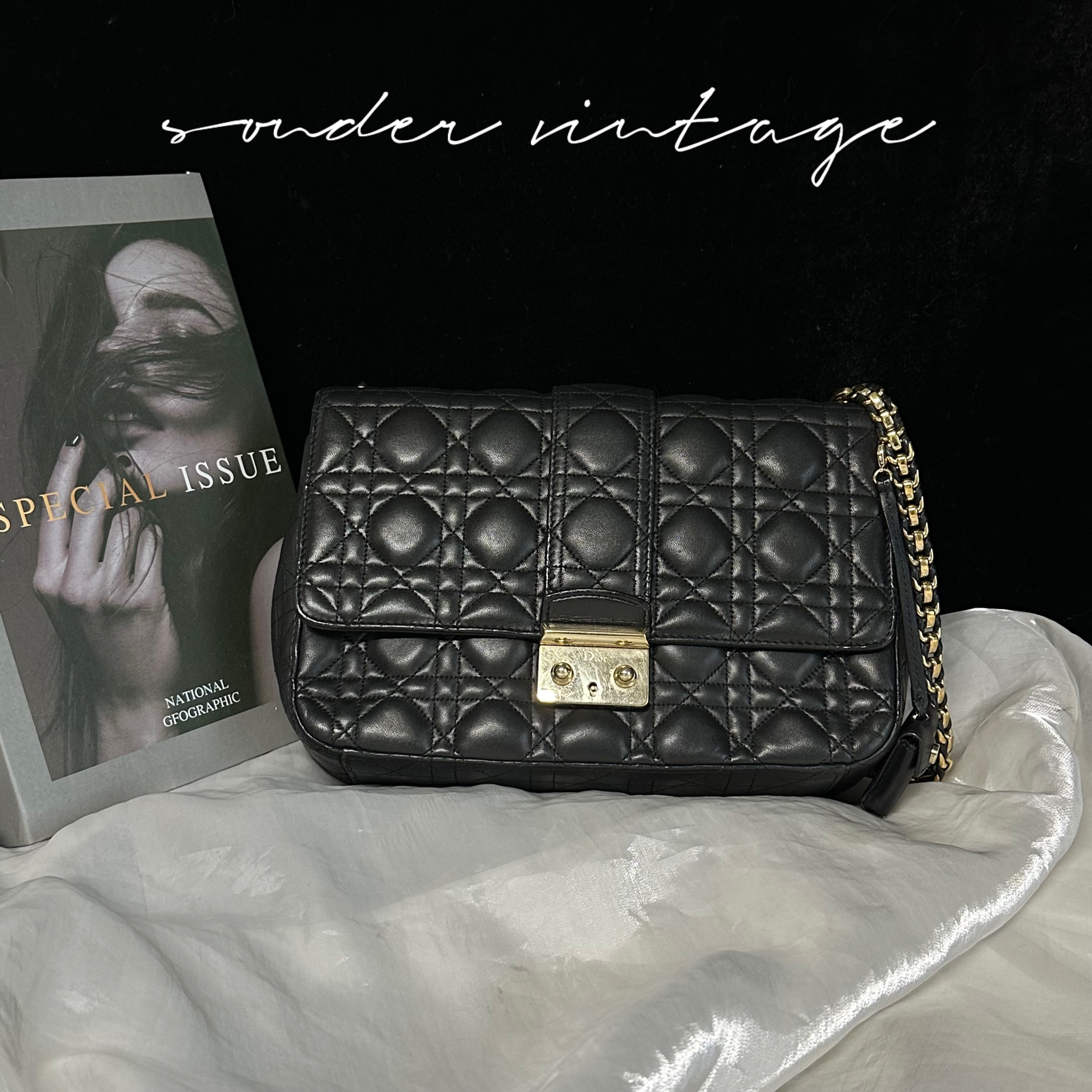 95新 DIOR/迪奥 Dior黑金单肩包