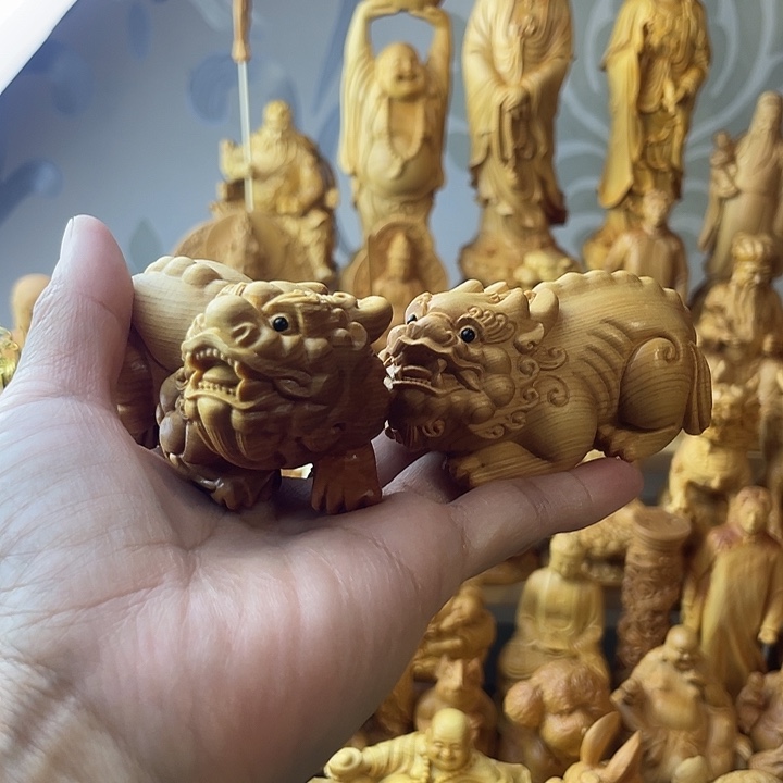 柏木（崖柏）崖柏公母貔貅一对