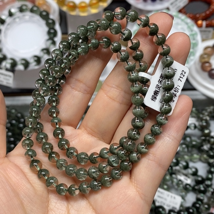 未镶嵌手链水晶绿幽灵聚宝盆多圈手链