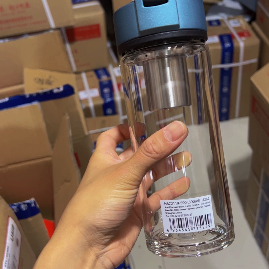 万象u262绿色单层烫手玻璃杯590➕杯套