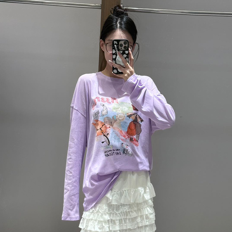 【现货】FIZZFLY|25设计师品牌新款25秋季多巴胺涂鸦长袖T恤宽松