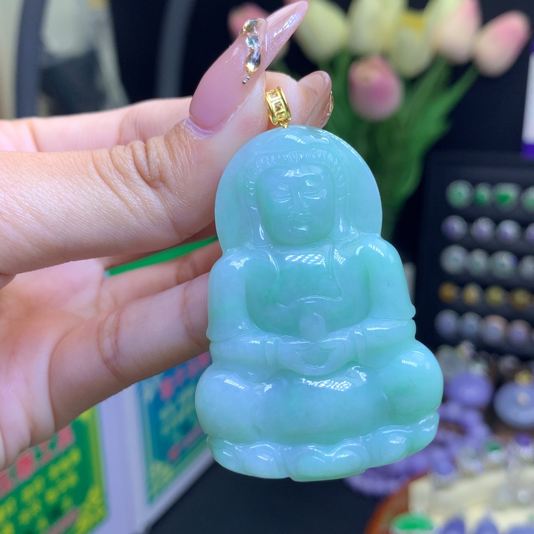 翡翠颈饰18K金镶嵌天然