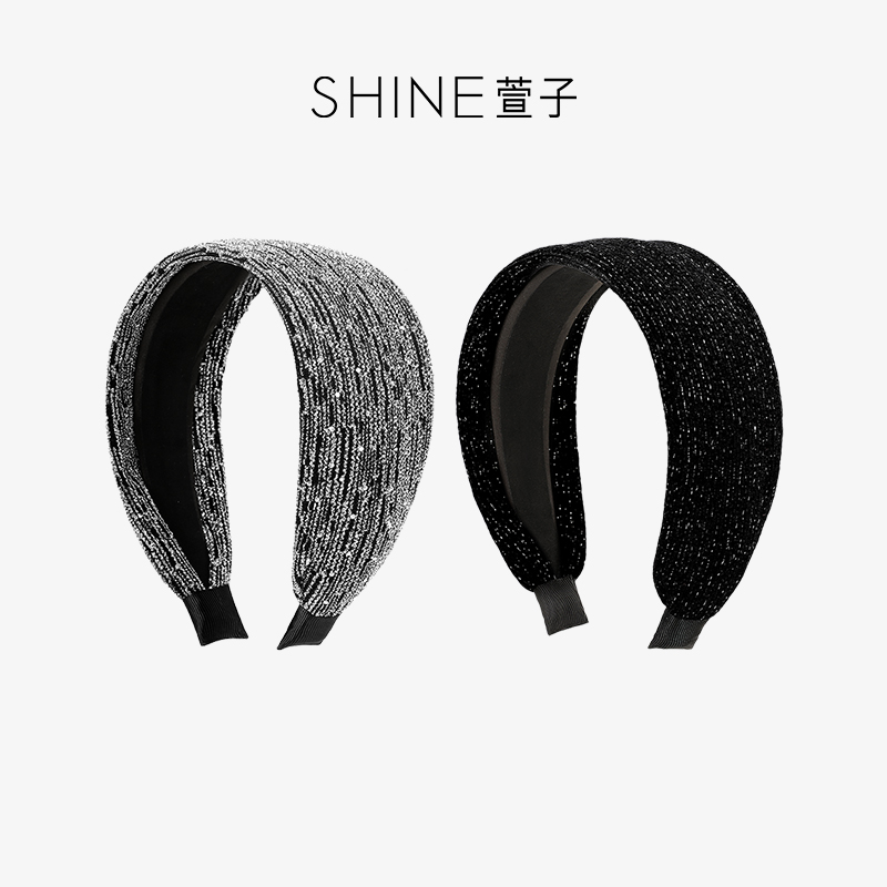 萱子SHINE 都市发卡气质黑色宽边百搭复古发箍法式简约