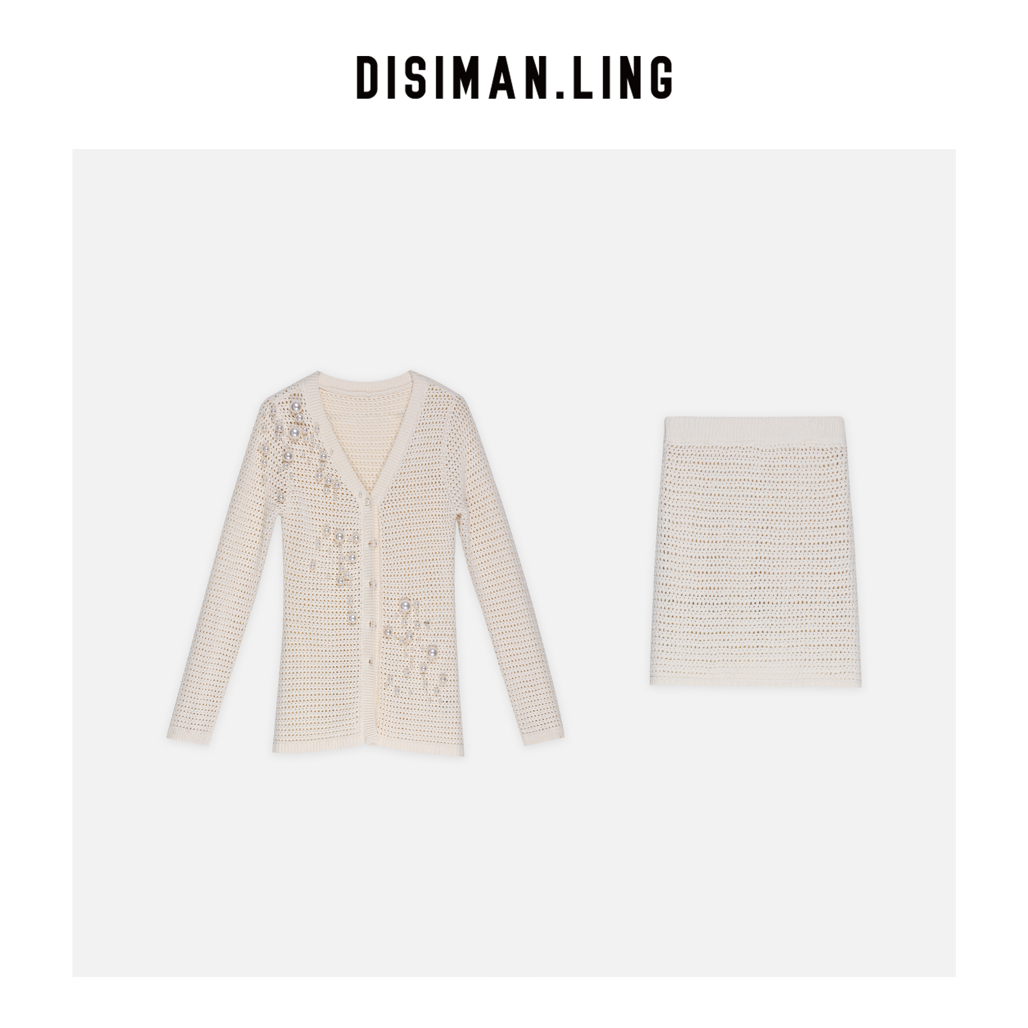 迪丝嫚苓杏色毛衫套装长袖时尚女士气质修身小众优雅感原创风设计