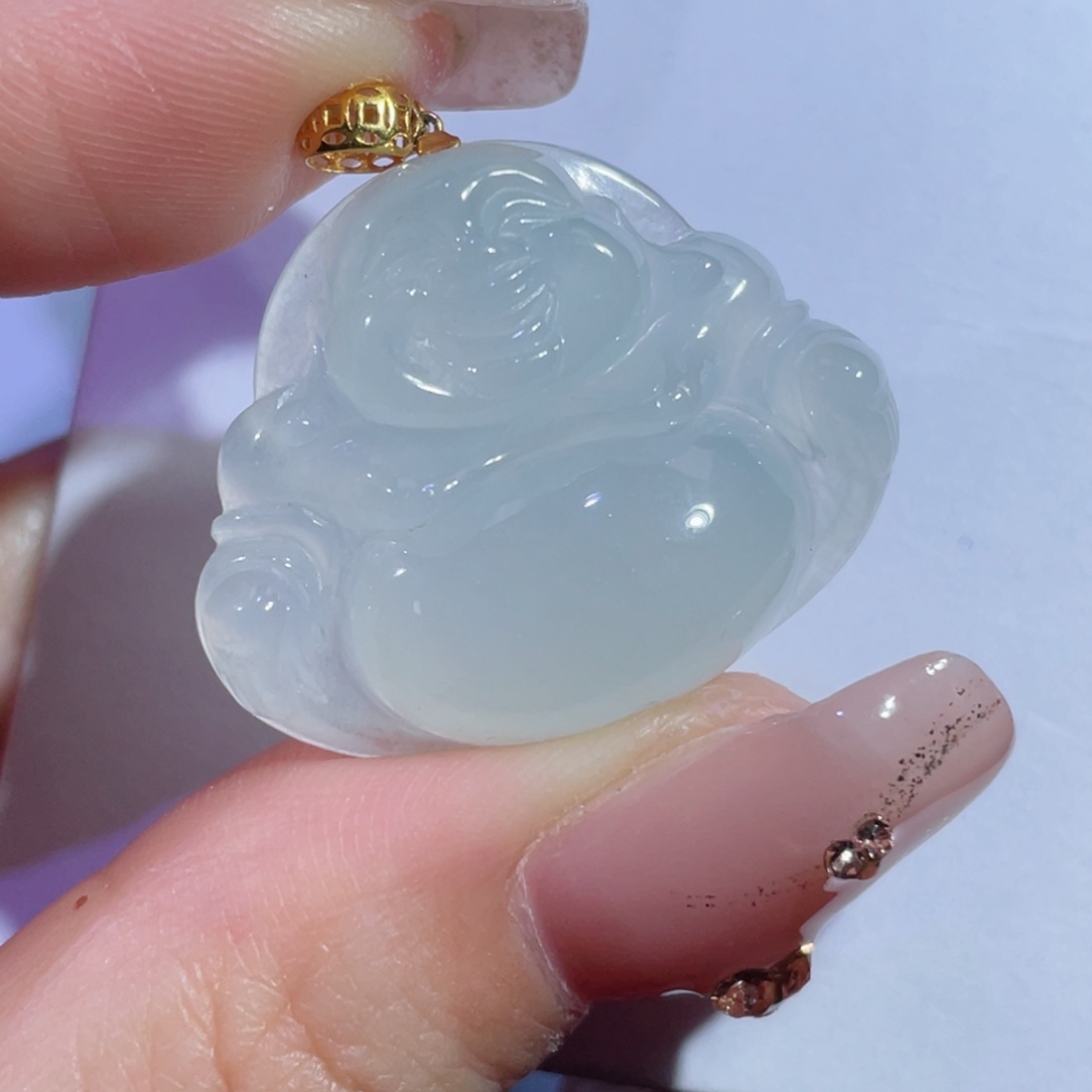 翡翠颈饰18K金镶嵌佛公