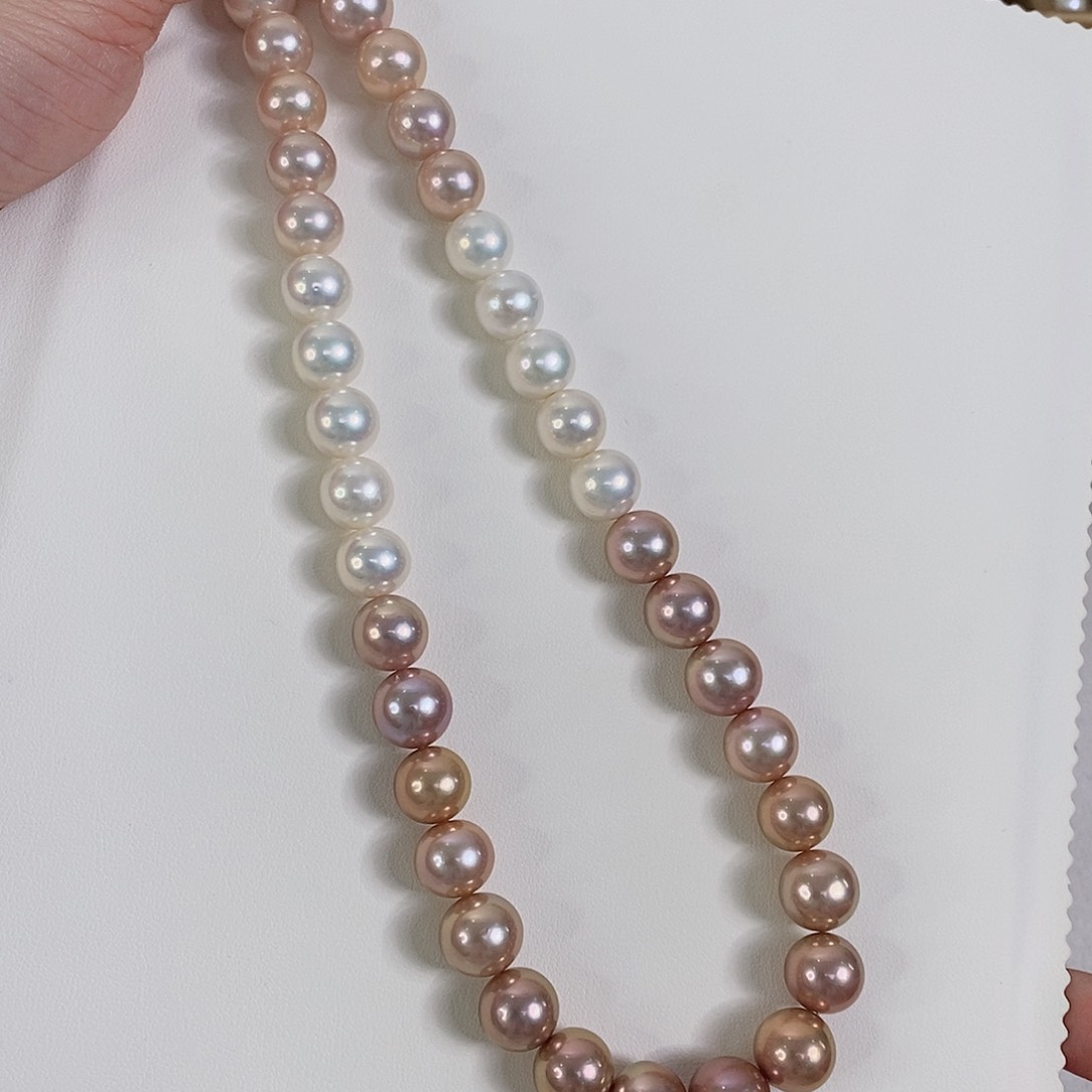 淡水珍珠项链银S925镶嵌10-12