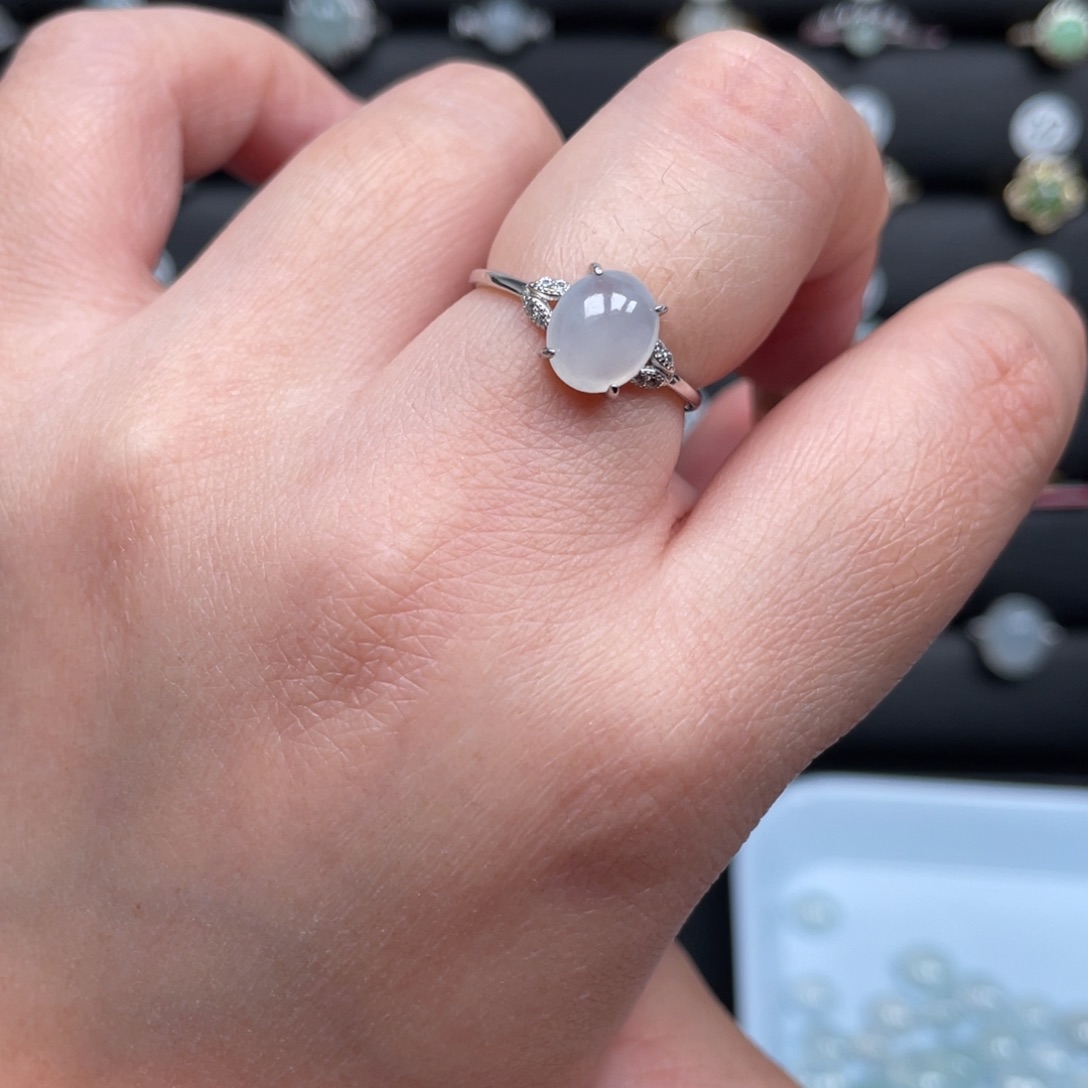 翡翠戒指银S925镶嵌戒指