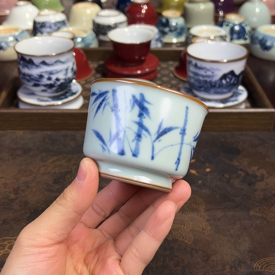 微瑕天青竹子容天杯