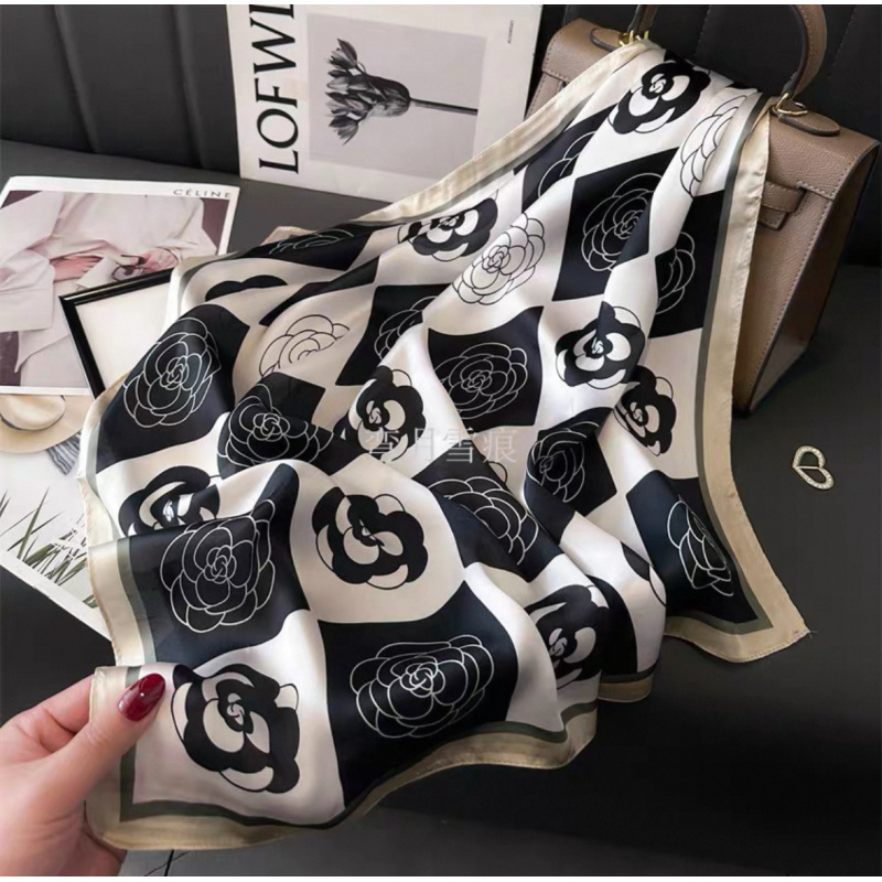 （精致茶花格子）2011高档丝巾女士新款素雅百搭防晒优雅气质