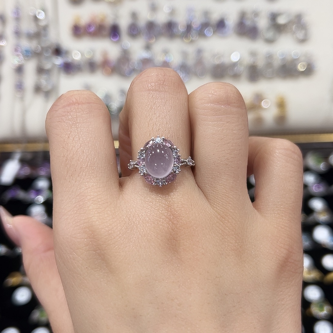 这***灵银S925镶嵌萤石戒指