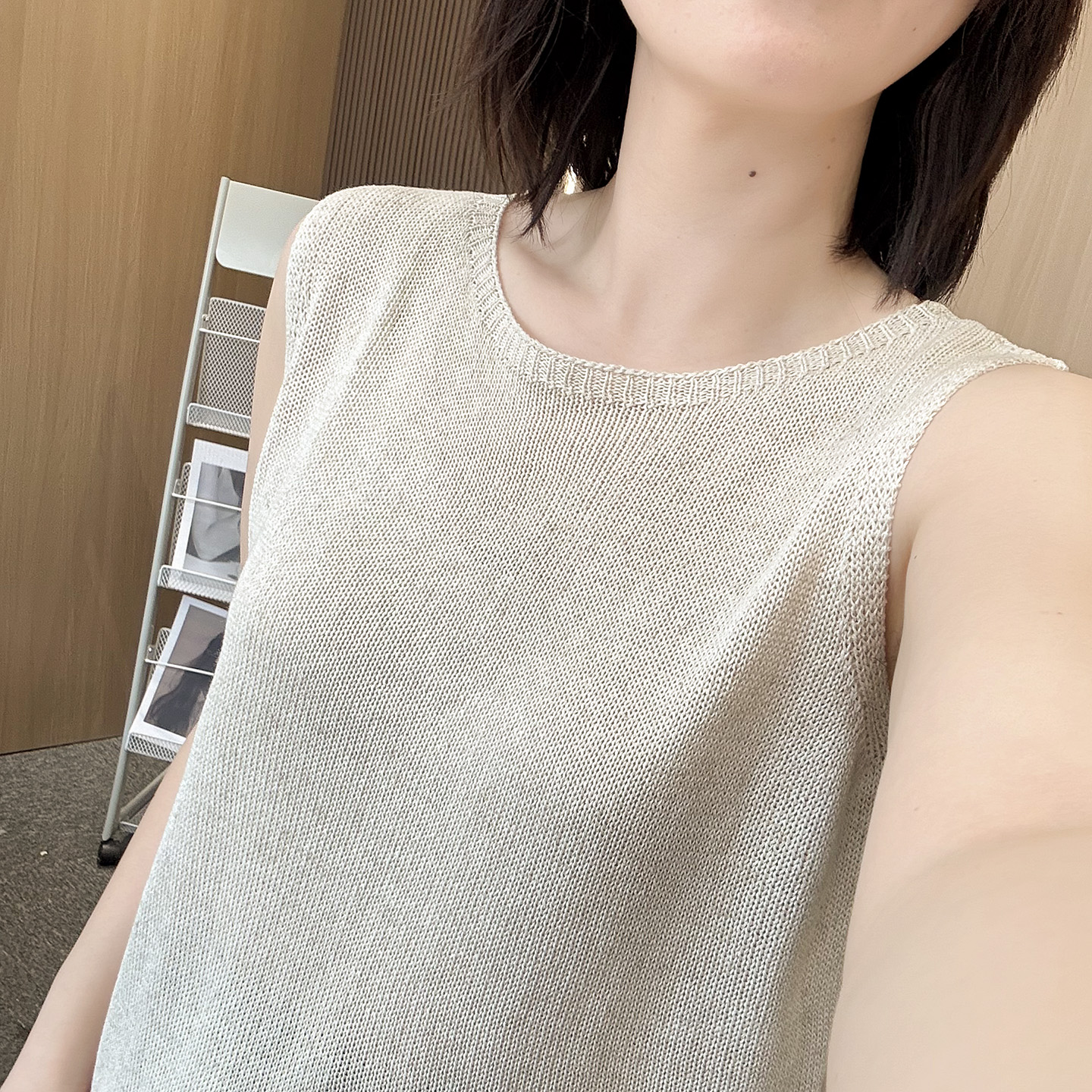 亚麻针织吊带背心女夏季外穿无袖宽松显瘦小众上衣内搭薄款圆领