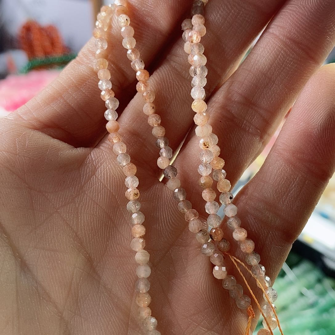 玛瑙/玉髓珠宝半成品合金一条天然3mm金太阳切面