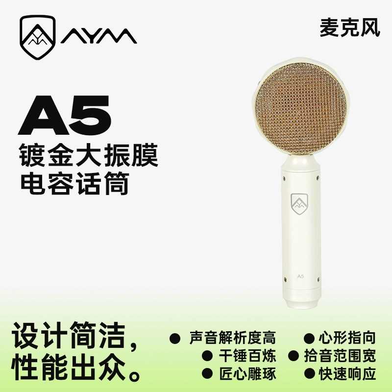 AYM A5电容手持大振膜麦克风声卡套装录音室配音直播K歌话筒