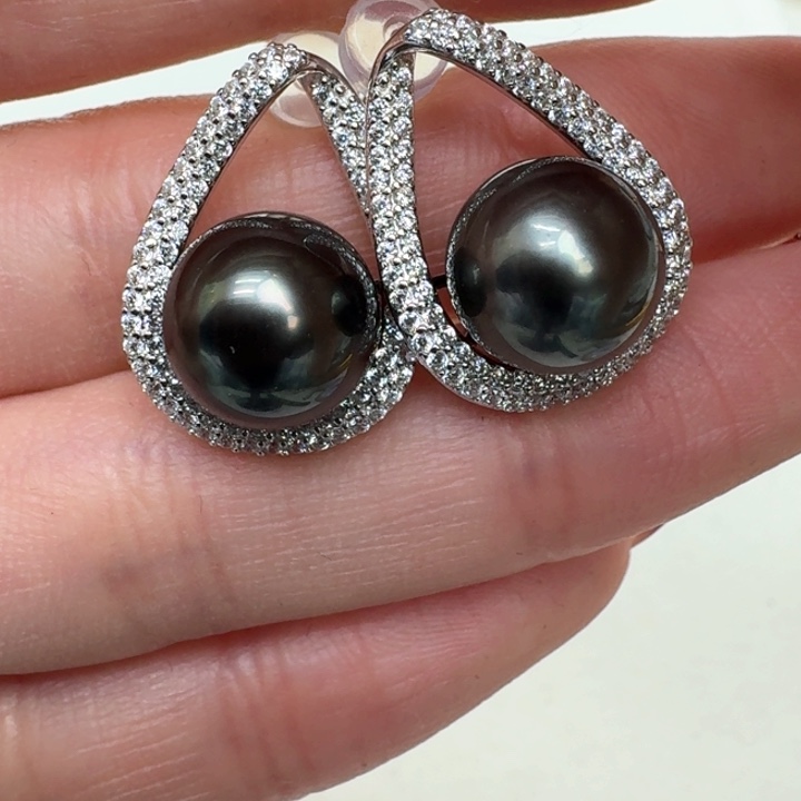 海水珍珠耳饰银S925镶嵌