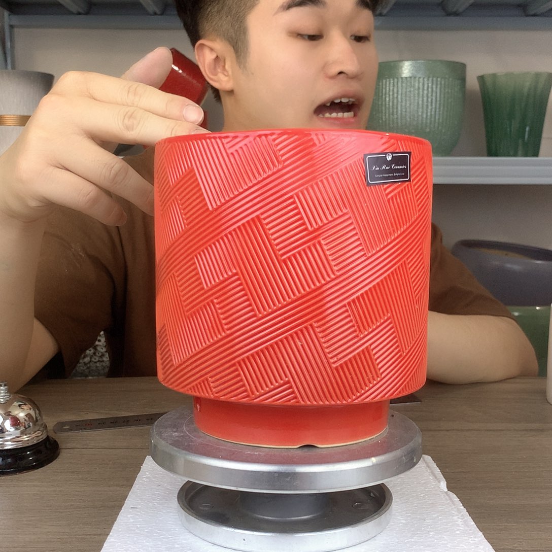 红陶微瑕/红色红灯笼纹理14x15一个花盆