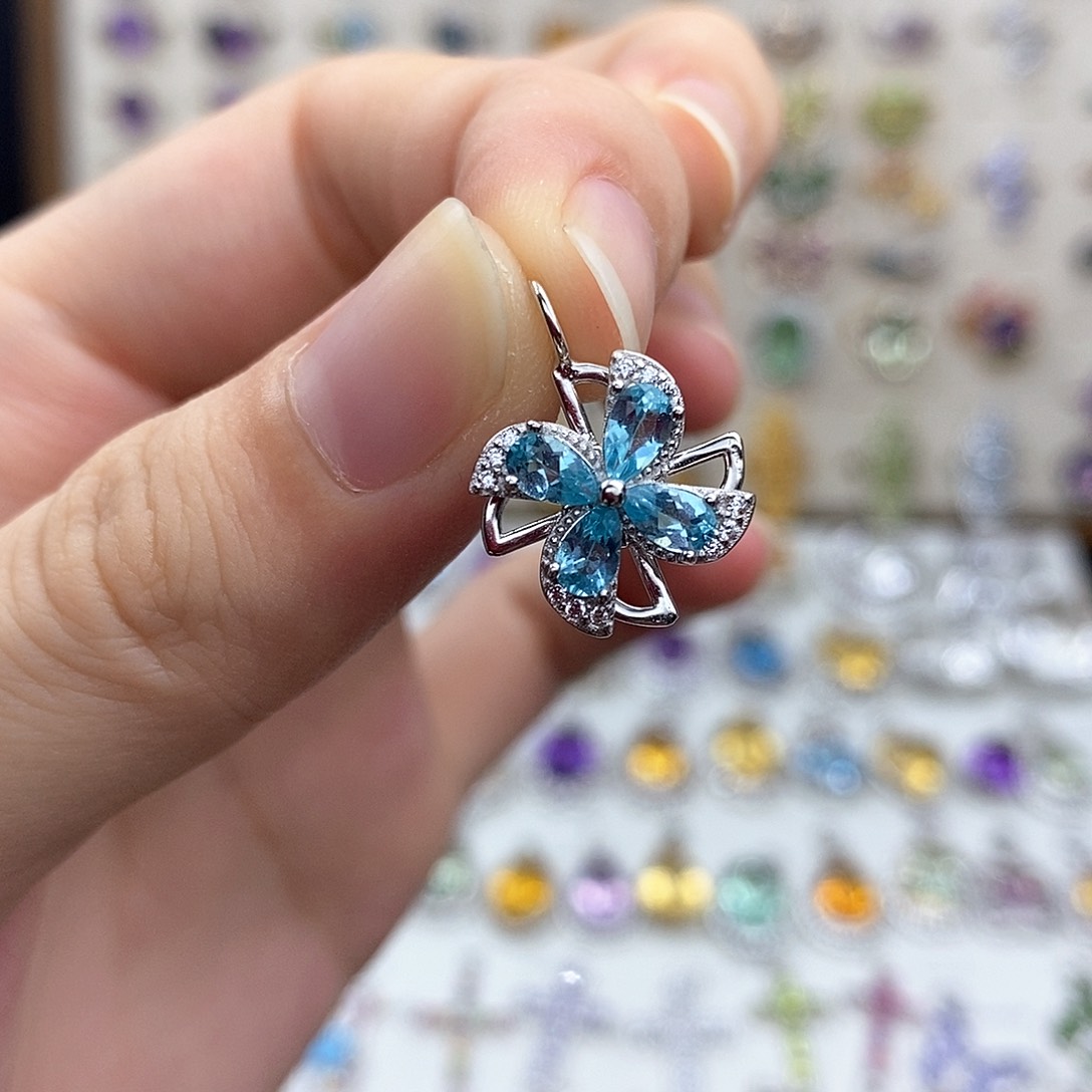 吊坠（不含证书）磷灰石银S925镶嵌（需要证书备注）