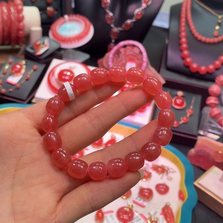菱锰矿（红纹石）未镶嵌手绳