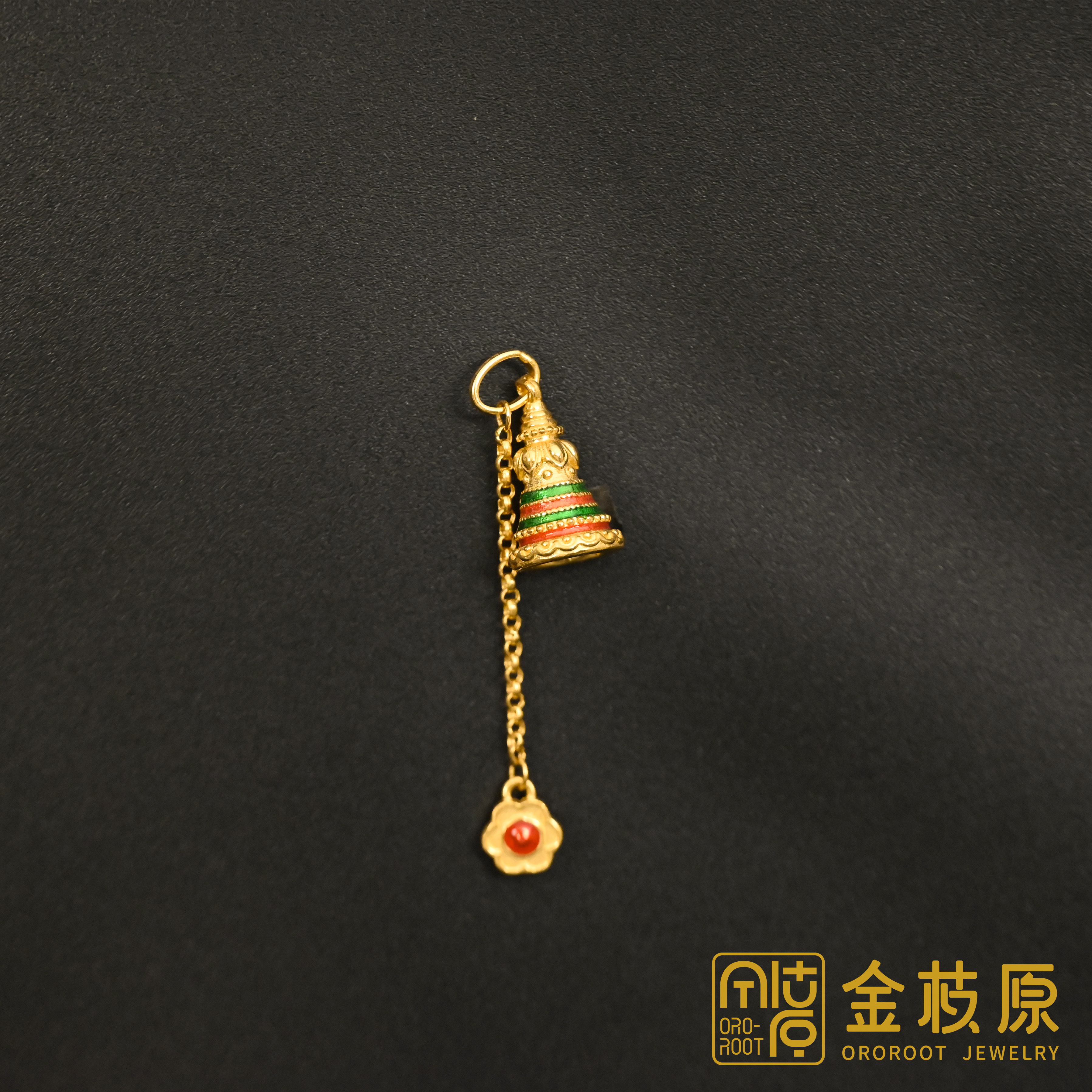 【金枝原】足金999 提溜许愿塔吊坠