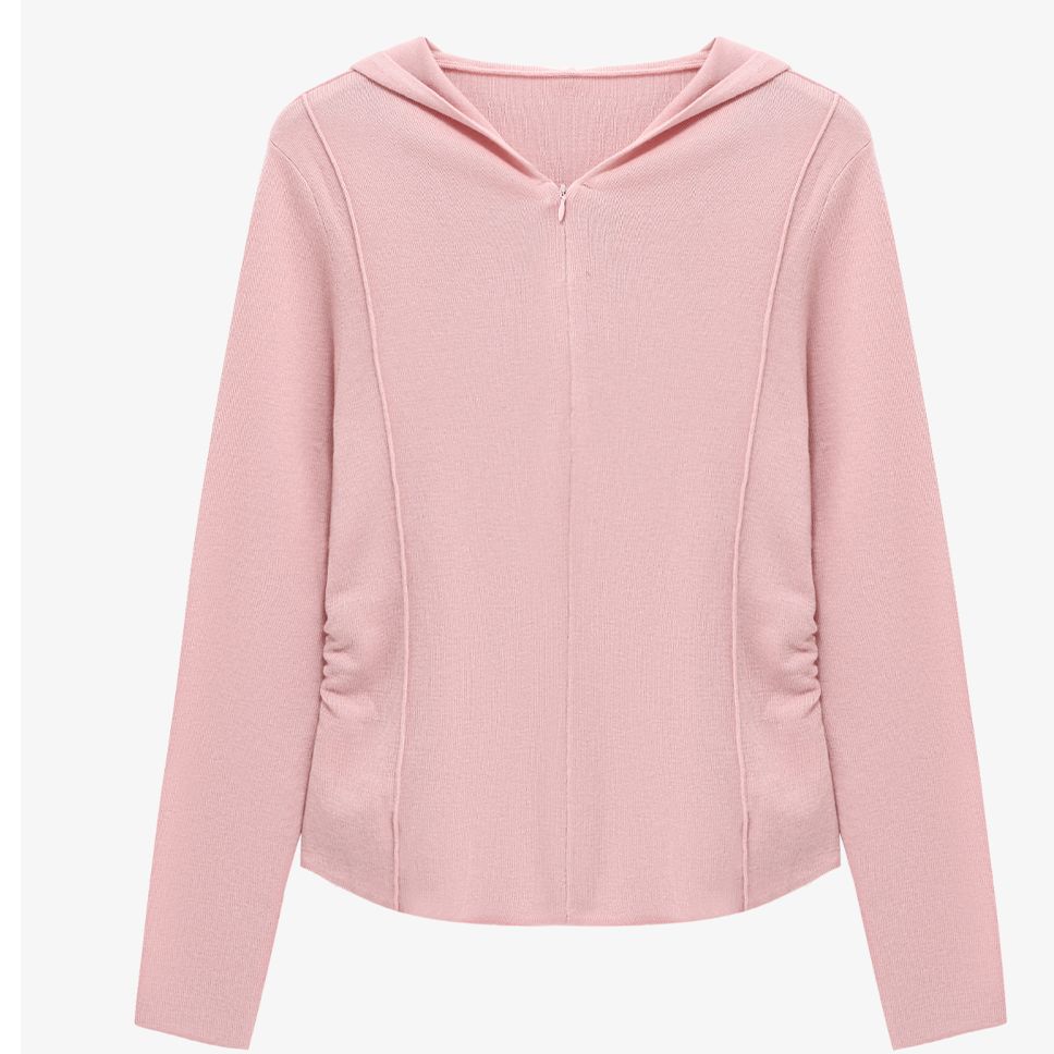 春季休闲百搭纯色连帽时尚针织衫-B0625H5K582