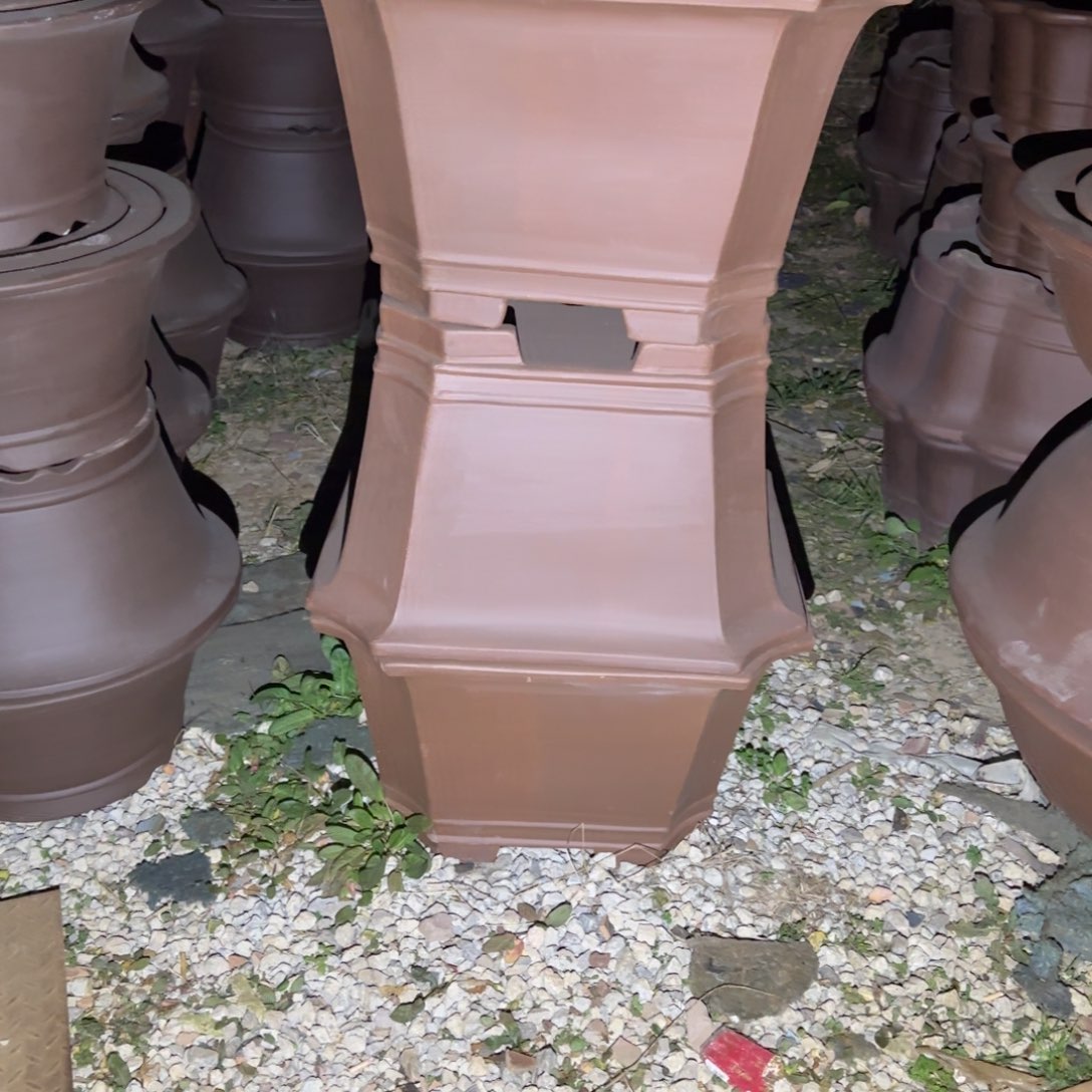 心***钟紫砂花盆宜兴丁山紫砂花盆70切角