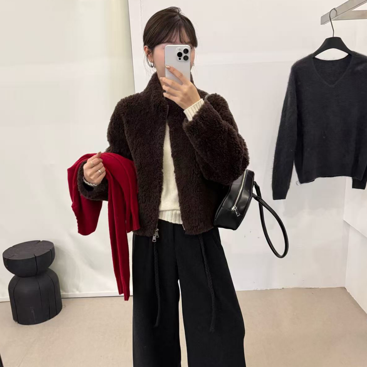 恩熙·up韩版休闲气质开襟拉链款加厚毛毛外套507905