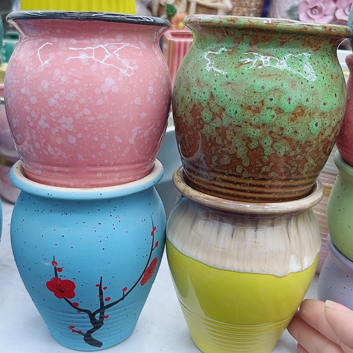 多肉绿植陶瓷花盆9.9包邮，有孔