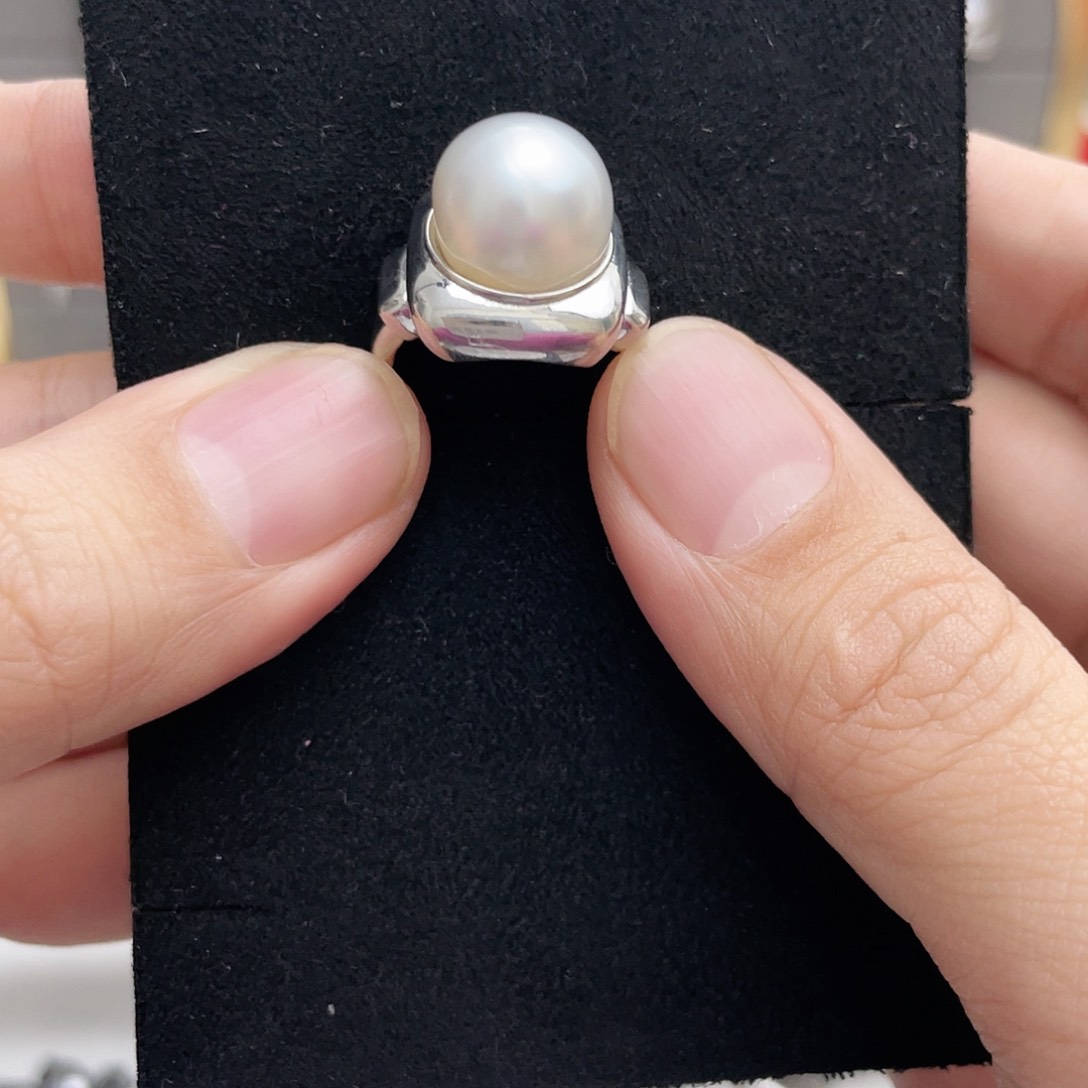 海水珍珠戒圈银S925镶嵌