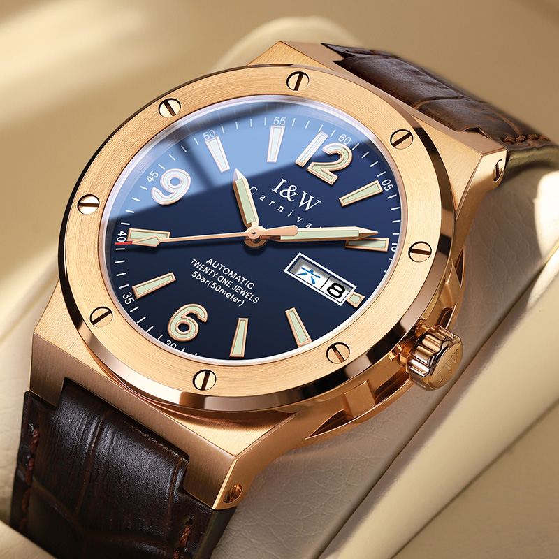 IW巡洋舰系列男士机械表夜光防水商务休闲腕表589