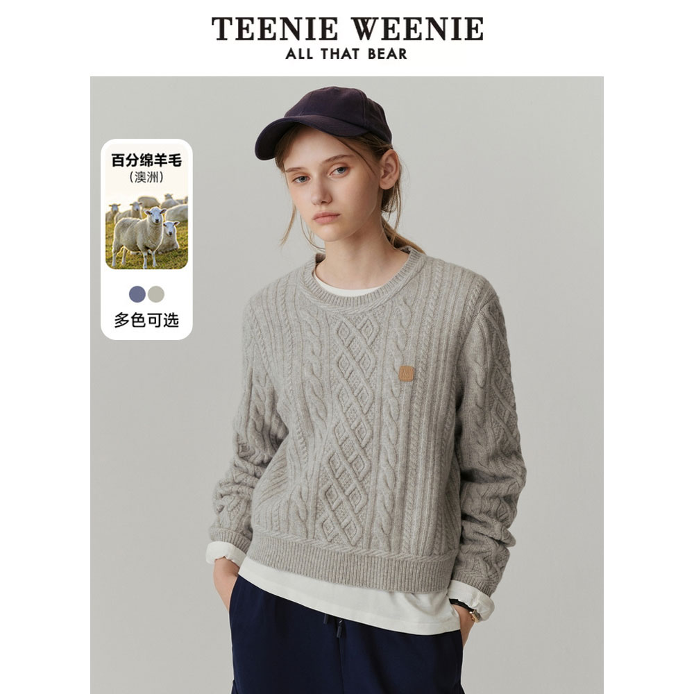 【绵羊毛】TeenieWeenie小熊女装24灰色毛衣毛针织衫女TTKW244907T