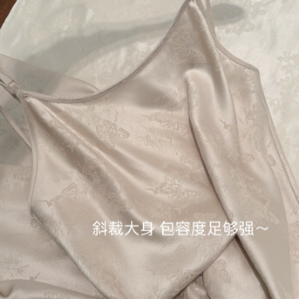 【蝶舞】醋酸吊带裙长裙斜裁修身显瘦无袖蝴蝶暗纹百搭长裙气质优雅