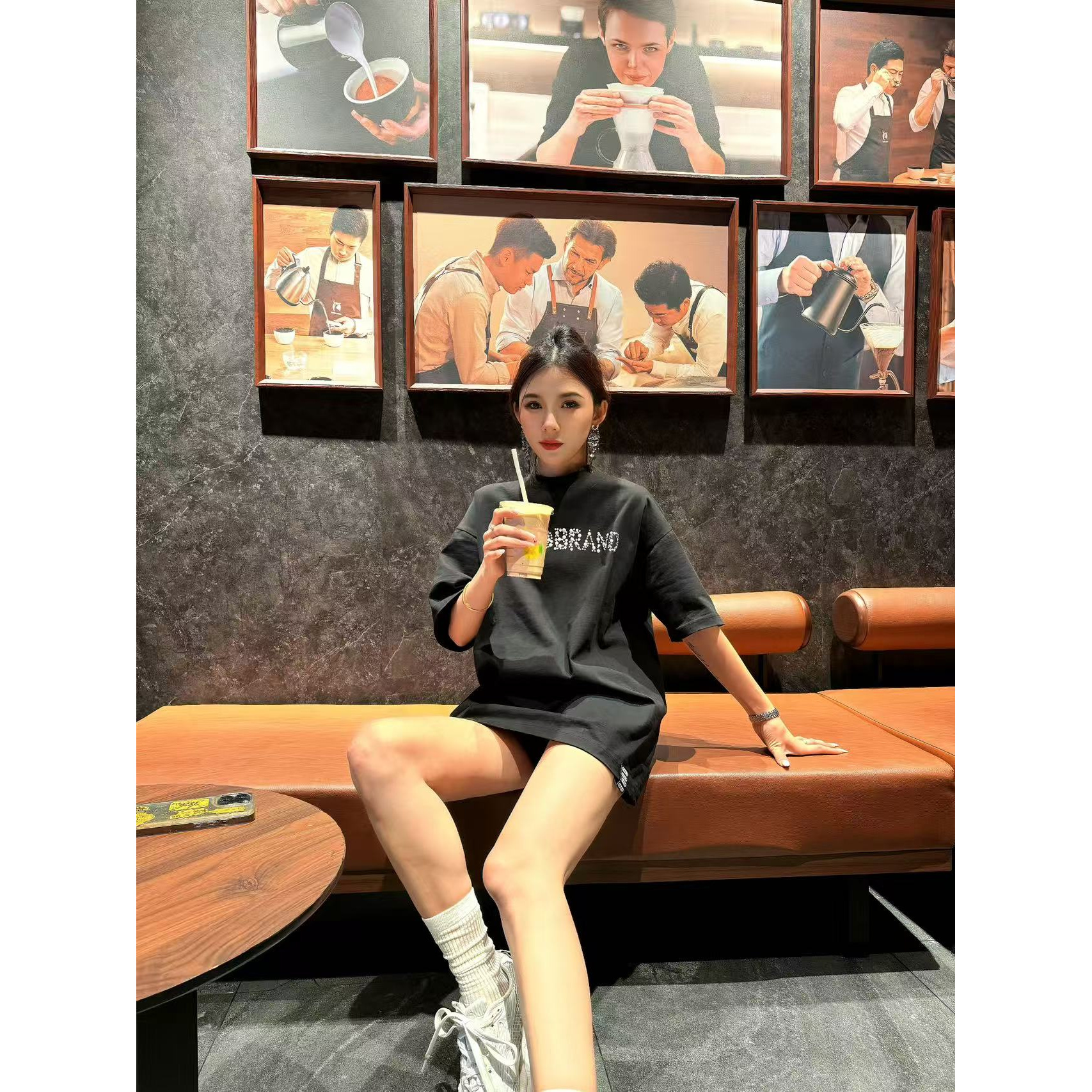 3690GOOD25ss珠片标语basic时尚高级感320克短袖T恤男女同款